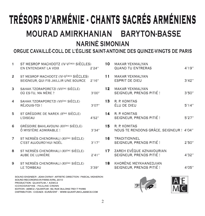 Adam Barro - Trésors d'Arménie - Chants sacrés arméniens